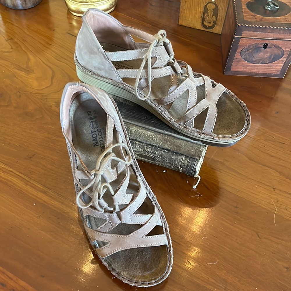 Naot Women's Taupe Lace-Up Gladiator Sandals